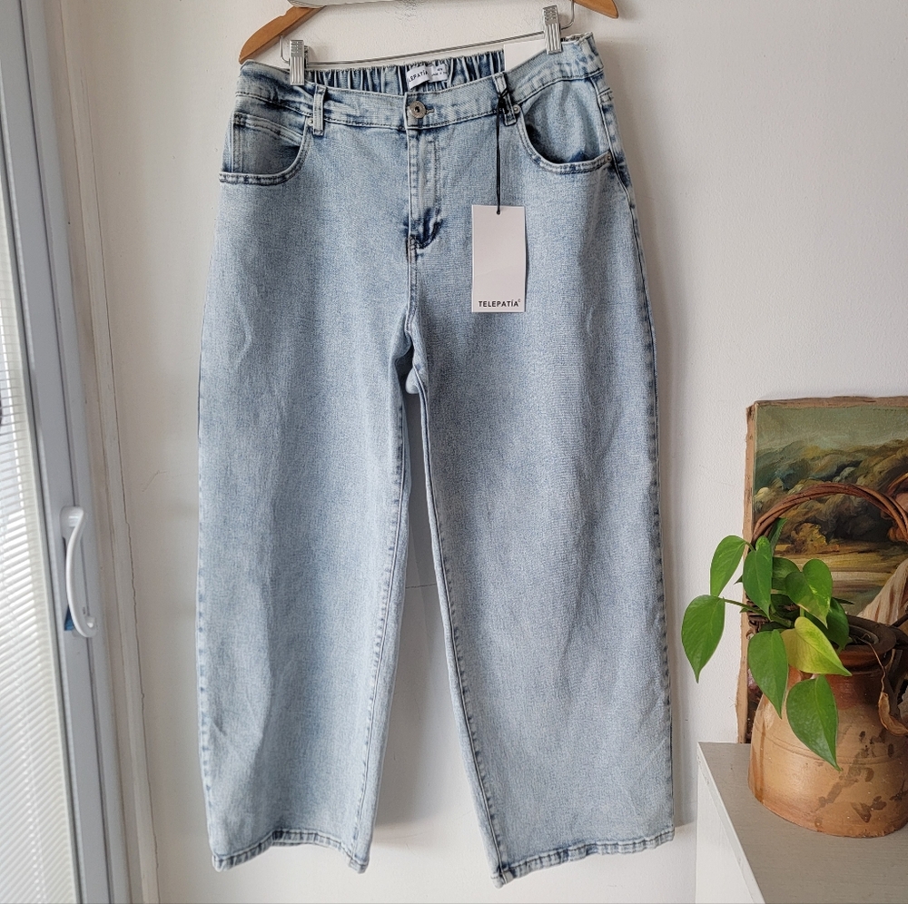 Telepatía Women's Light Blue High Rise Wide Leg Jeans Size 18W